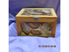 Wood/Glass Agate Jewelry Box