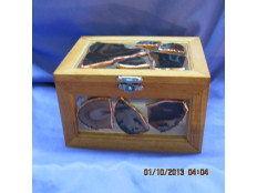 Wood/Glass Agate Jewelry Box