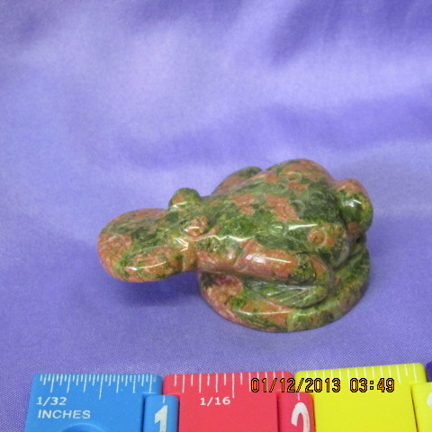 Green &amp Orange Unikite Frog W/ Coin