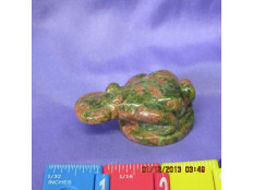 Green & Orange Unikite Frog W/ Coin