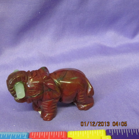 Red Jasper Elephant w/Jade Log
