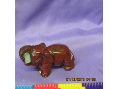 Red Jasper Elephant w/Jade Log